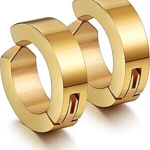 Fashionable Gold Clip-On Huggie Hoop Earrings - Hypoallergenic & Lightweight